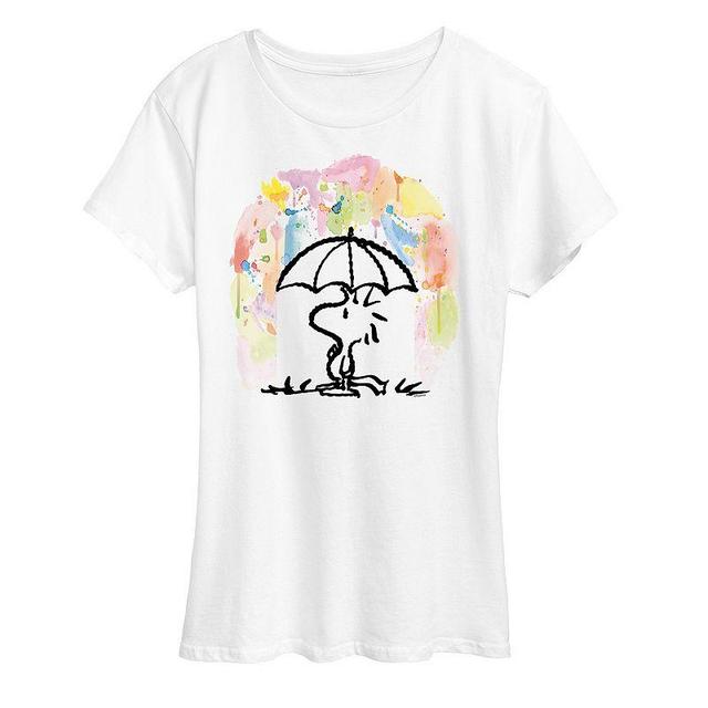 Womens Peanuts Woodstock Watercolor Graphic Tee White Product Image