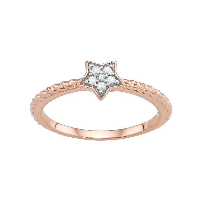 Jewelexcess Sterling Silver Diamond Accent Star Ring, Womens Rose Gold Tone product image