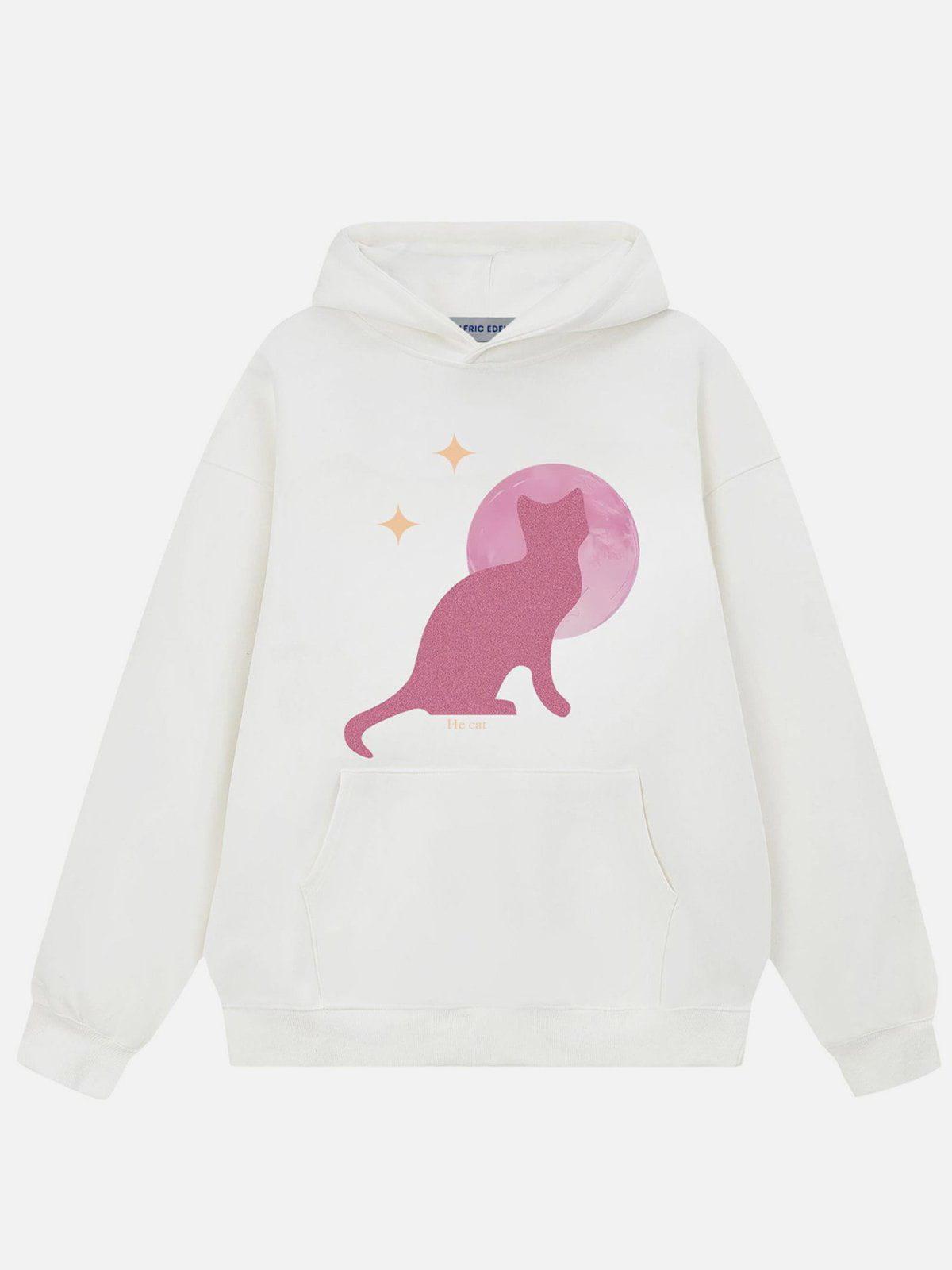 Aelfric Eden Shiny Cat Print Hoodie Product Image