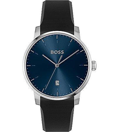 Hugo Boss Mens Dean Quartz Analog Black Silicone Strap Watch Product Image