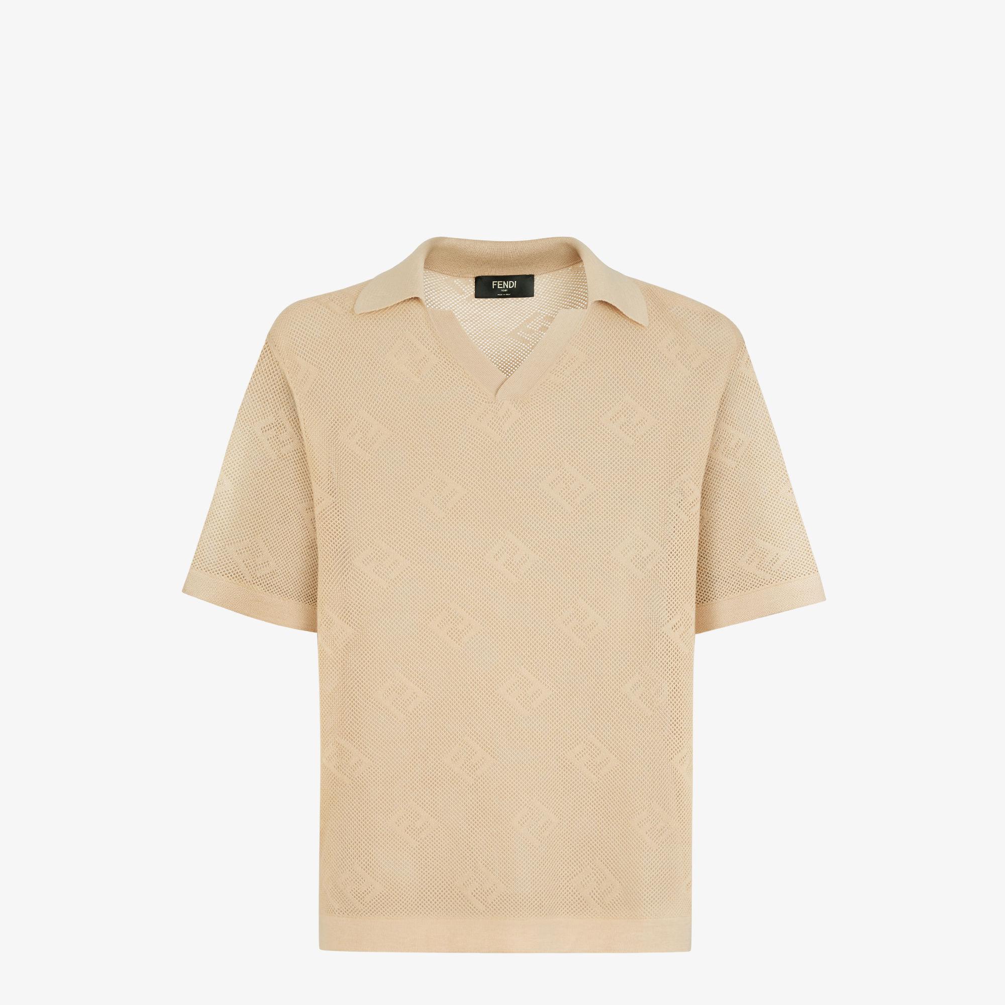 Polo shirtBeige cashmere and silk polo shirt Product Image