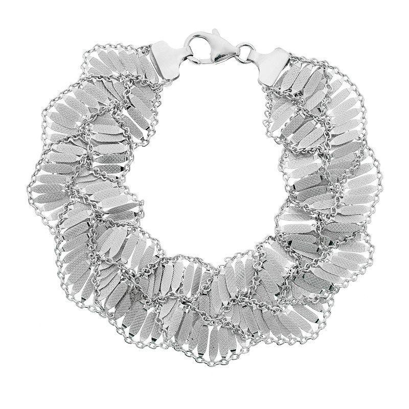 Sterling Silver Braided Mirror Link Bracelet, Womens Product Image