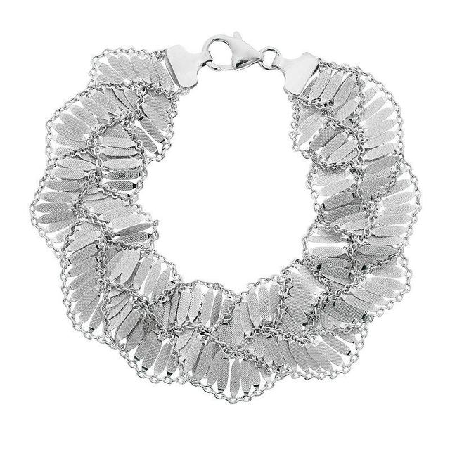 Sterling Silver Braided Mirror Link Bracelet, Womens Product Image