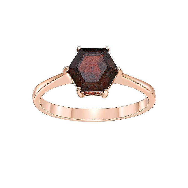 Gemminded 14k Rose Gold Over Silver Garnet Ring, Womens Pink Tone Product Image