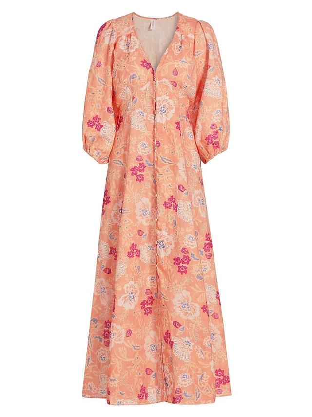 Womens Rosa Floral Linen Maxi Dress Product Image