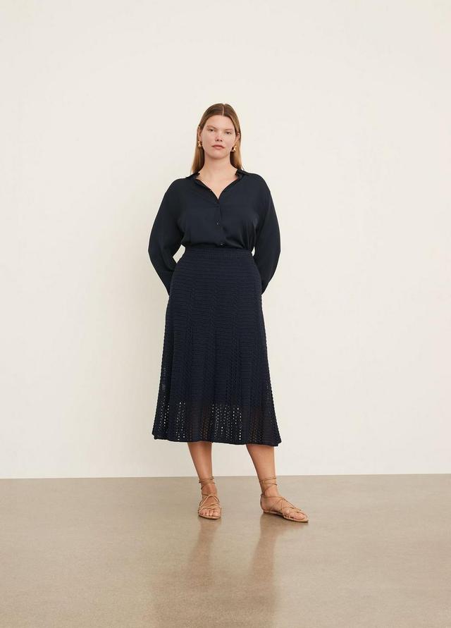 Womens Godet Crochet Skirt, Navy, Size 3XL Vince Product Image