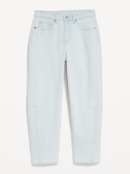 High-Waisted Barrel Ankle Jeans Product Image