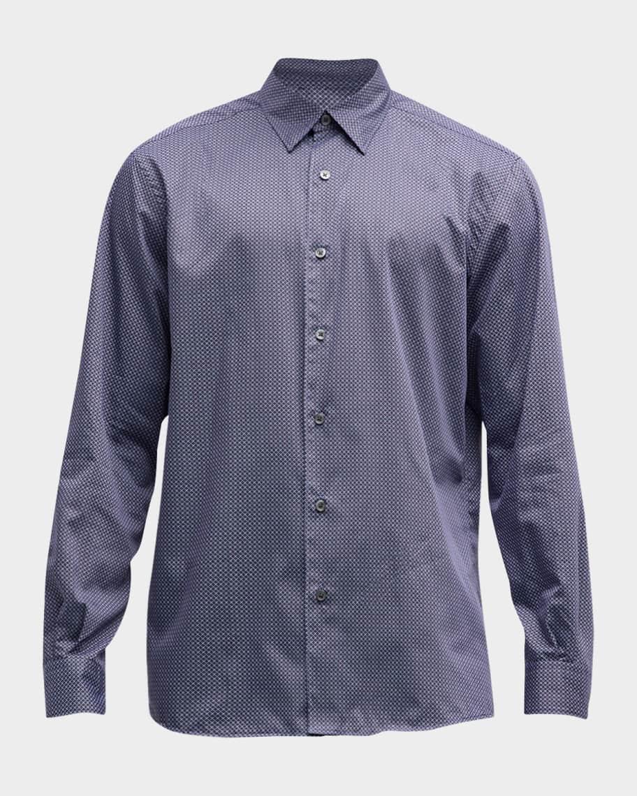 Men's Cotton Geometric-Print Sport Shirt Product Image