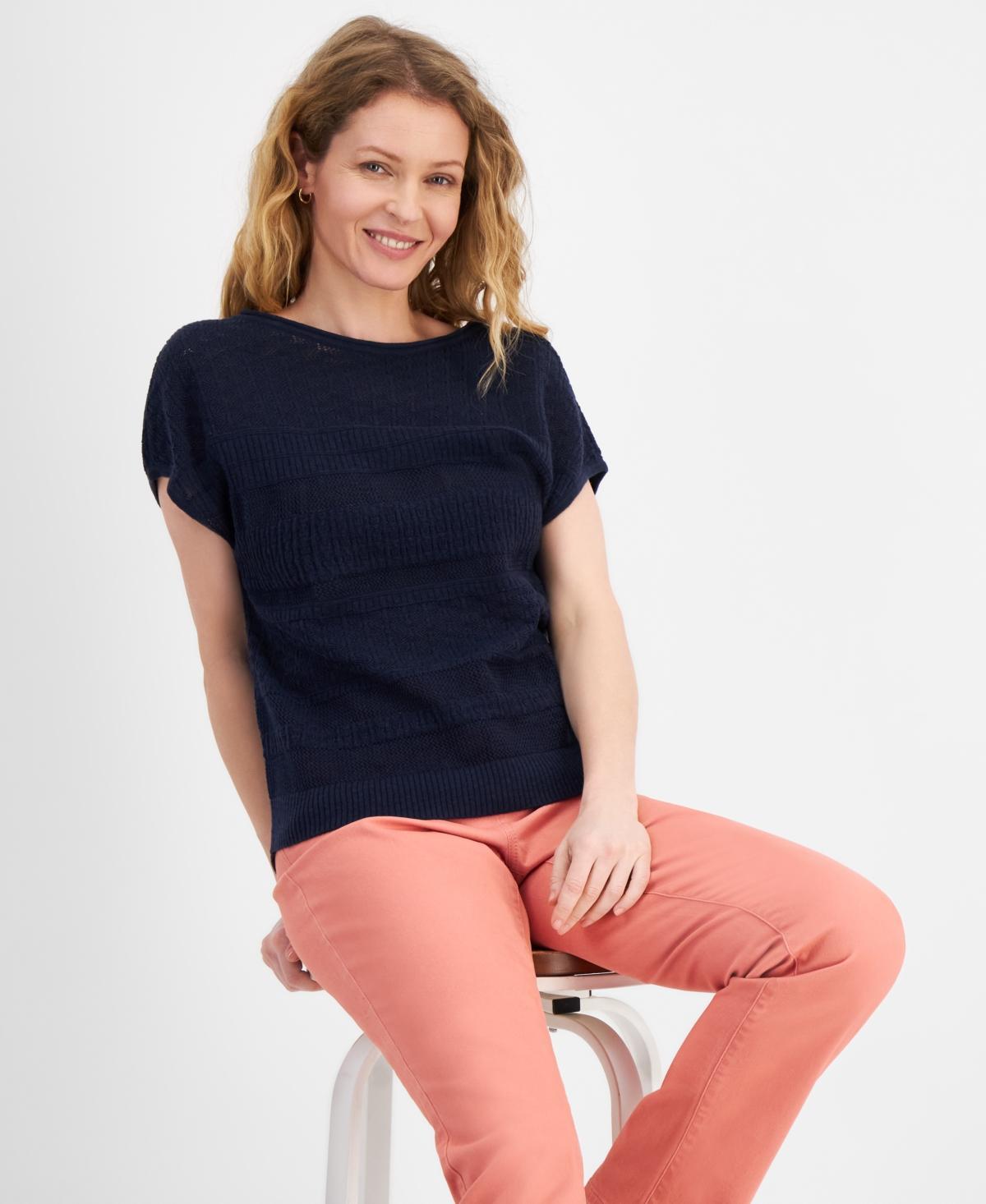 Women's Fine-Gauge Mixed-Stitch Dolman-Sleeve Sweater, Created for Macy's product image