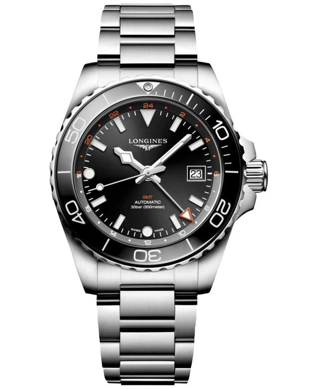 Longines Mens Swiss Automatic HydroConquest Stainless Steel Steel Bracelet Watch 41mm - Sunray Black Product Image