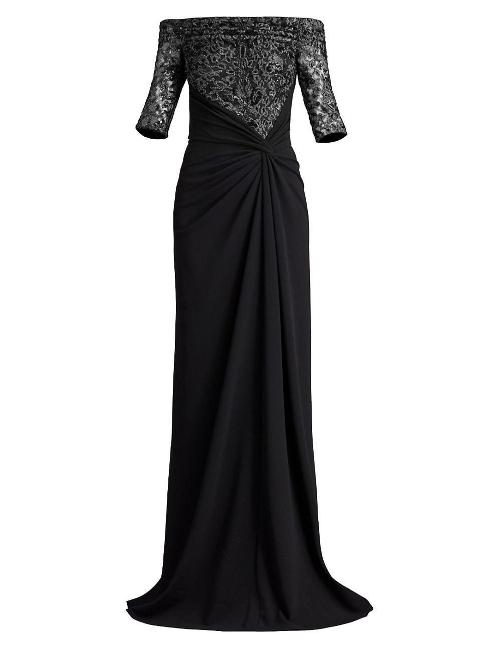 Womens Sequined Off-The-Shoulder Gown Product Image