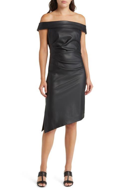 Milly Ally Off the Shoulder Faux Leather Sheath Dress Product Image