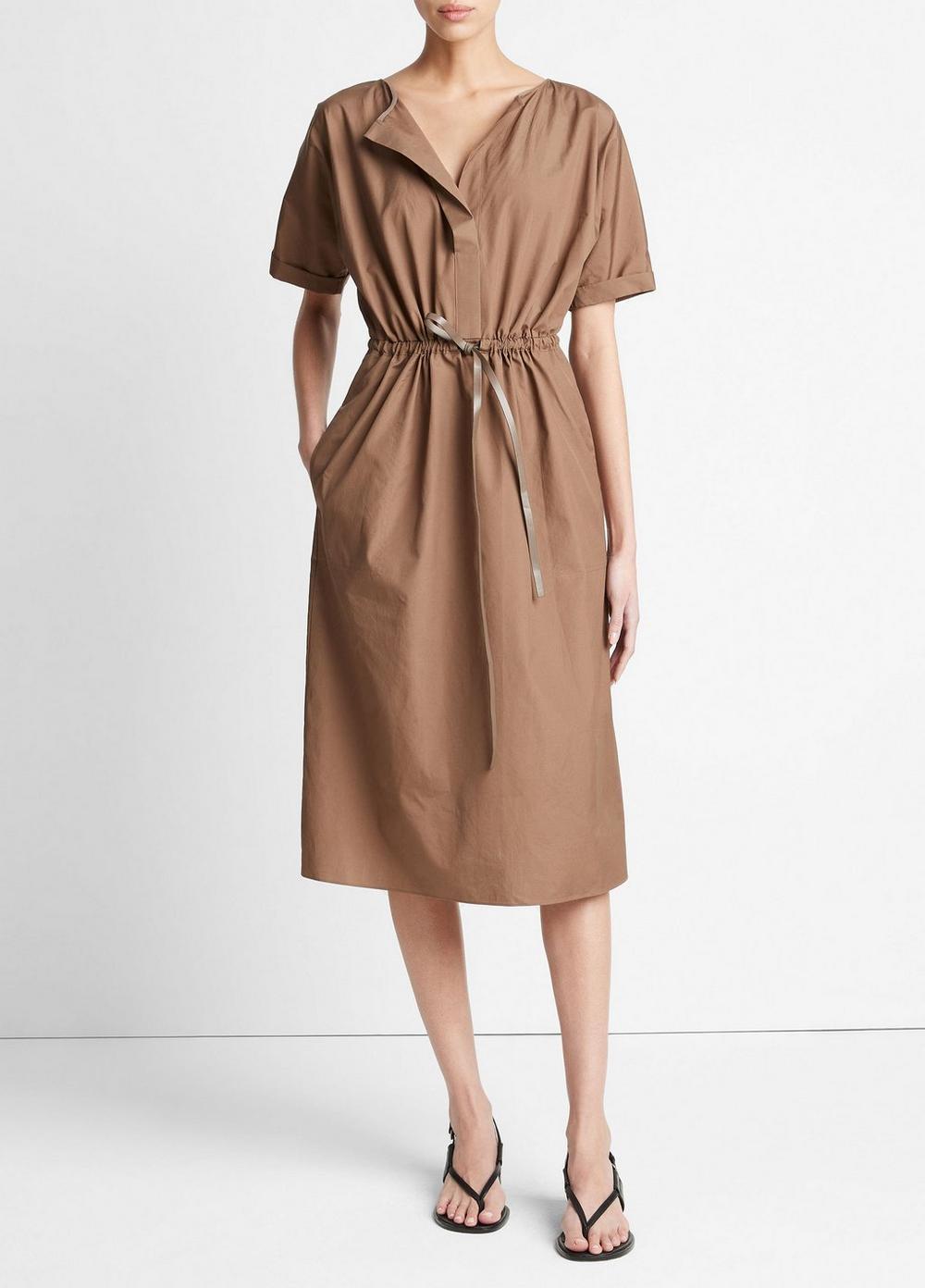 Cotton Belted Dolman-Sleeve Dress Product Image