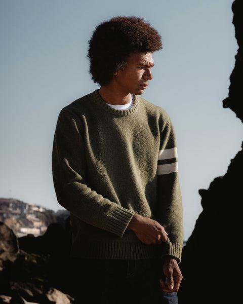 Comp Stripe Sweater - Olive Product Image