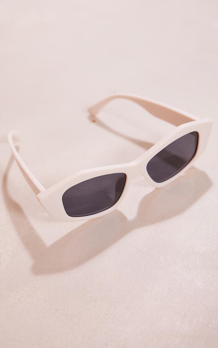 Cream Matte Abstract Cat Eye Sunglasses Product Image