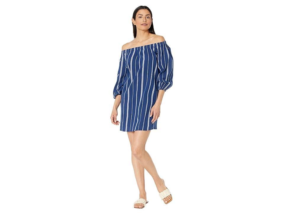 Lauren Ralph Lauren Slub Stripe Off-the-Shoulder Cover-Up Dress Women's Swimwear Product Image