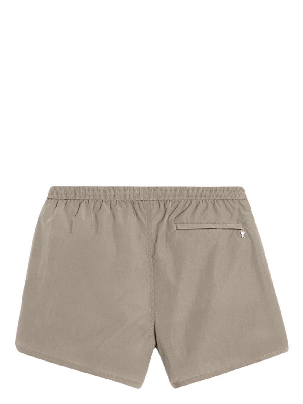 AMI ALEXANDRE MATTIUSSI Canvas Swim Shorts In Brown Product Image