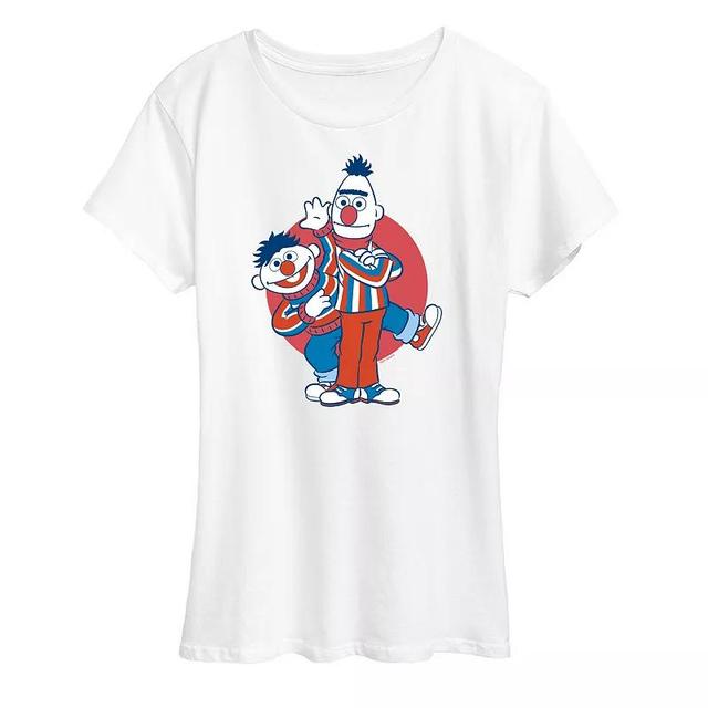 Womens Sesame Street Bert & Ernie USA Graphic Tee Grey Gray Product Image