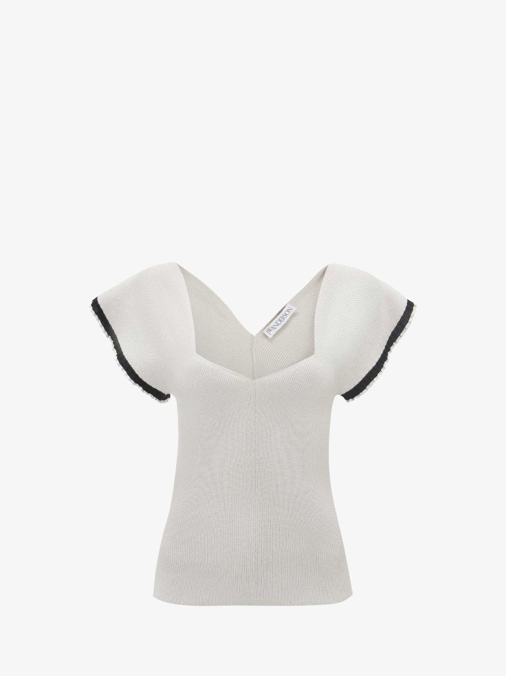 SHORT SLEEVE TOP WITH FRILL CUFF in neutrals | JW Anderson US  Product Image