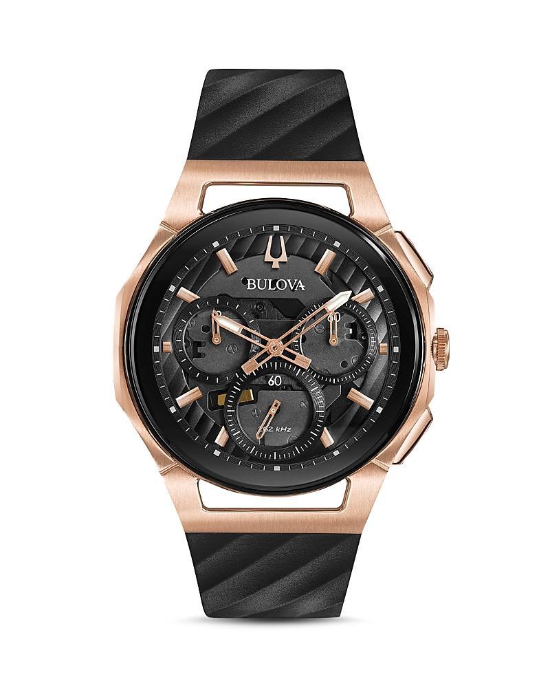 Bulova Mens Chronograph Curv Black Rubber Strap Watch 44mm Product Image