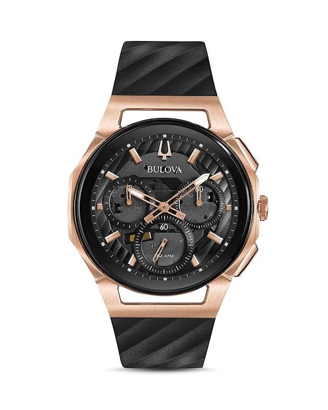 Bulova Mens Chronograph Curv Black Rubber Strap Watch 44mm Product Image