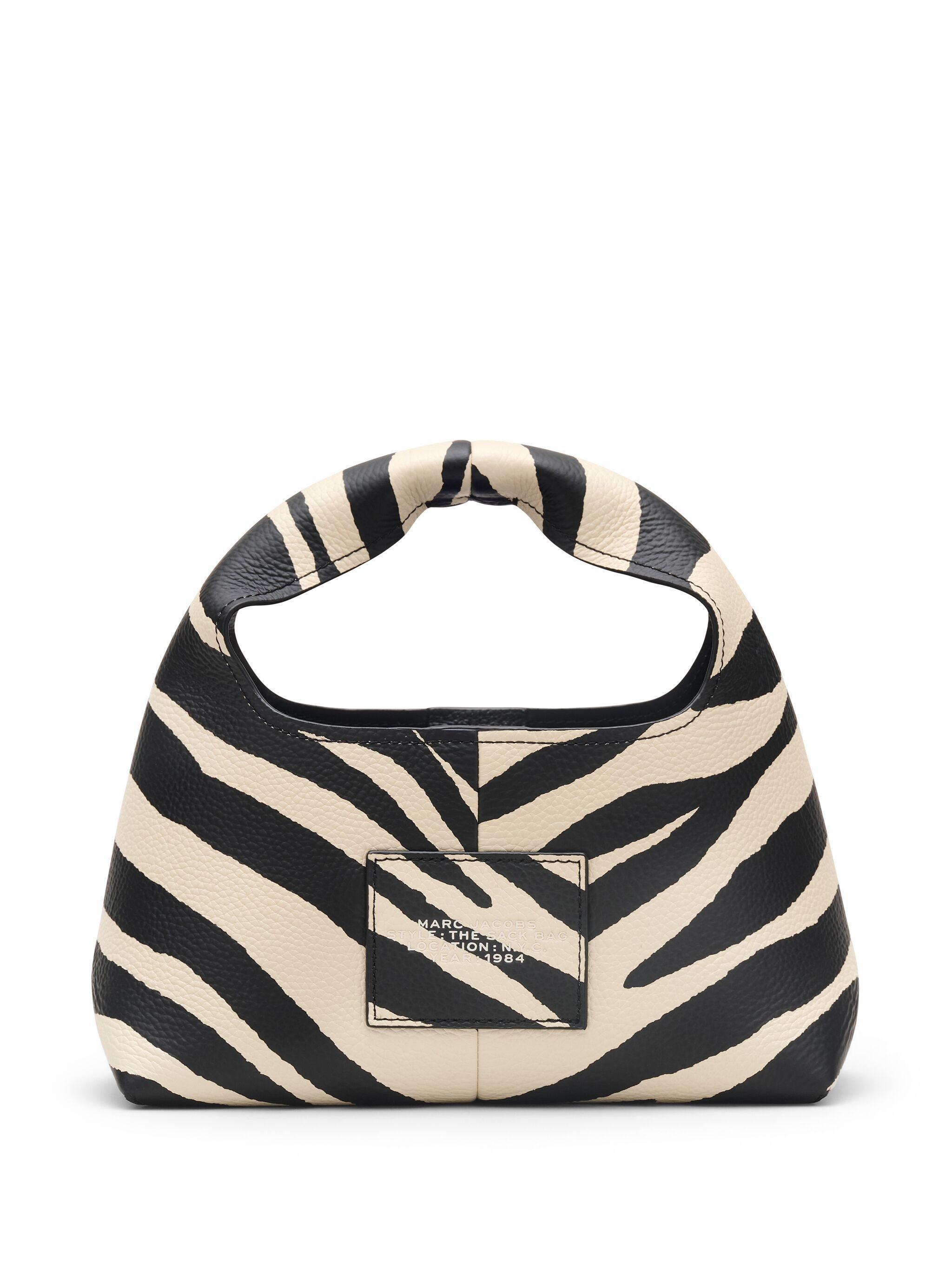 The Zebra Leather Mini Sack Bag In Black Product Image