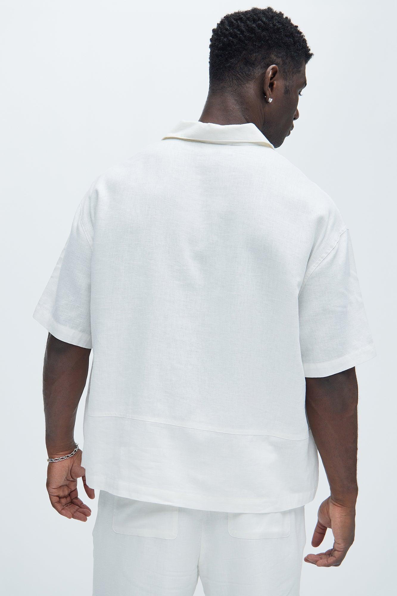 Bahamas Linen Cuban Shirt - White Product Image