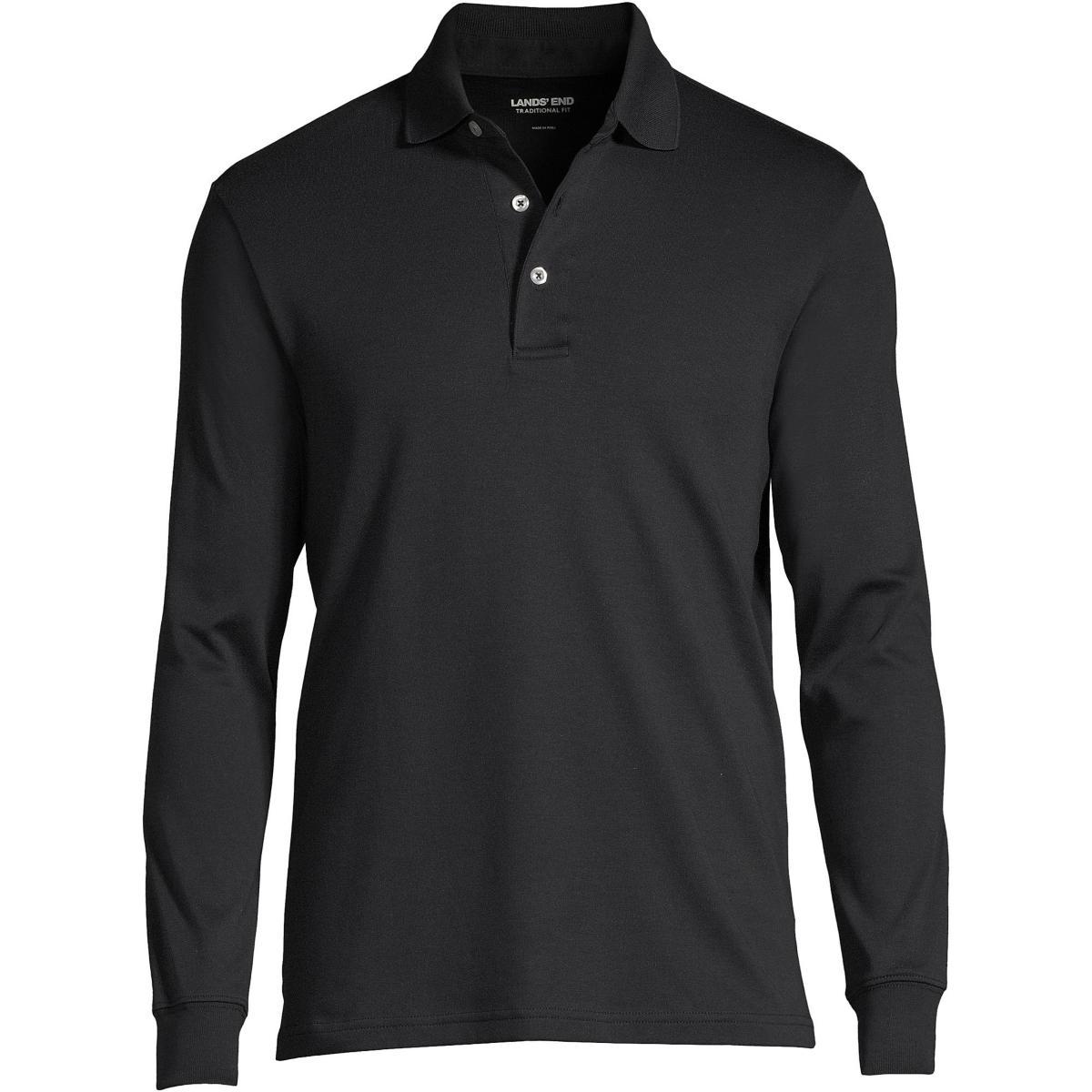 Lands End Mens Big & Tall Long Sleeve Supima Interlock Polo Shirt Product Image