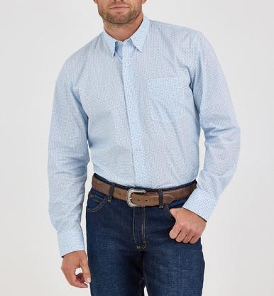 Wrangler® Cody Johnson™ Men's L/S Light Blue Print Button Shirt Product Image