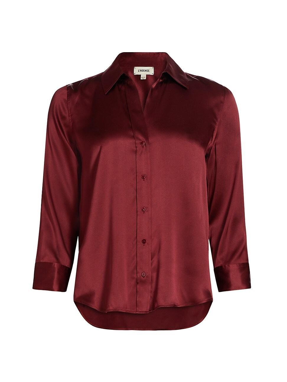 Womens Dani Three-Quarter Sleeve Silk Blouse Product Image