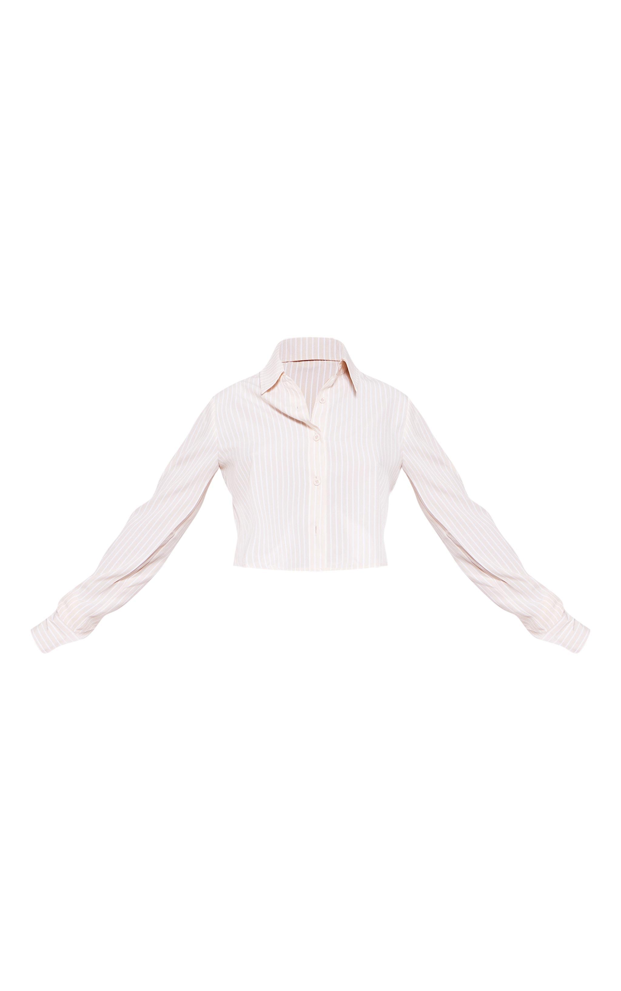 Stone Cross Back Stripe Cropped Shirt Product Image