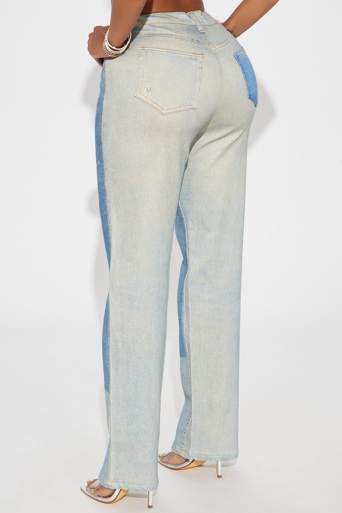 All An Illusion Denim Print Stretch Straight Leg Jeans - Vintage Wash Product Image