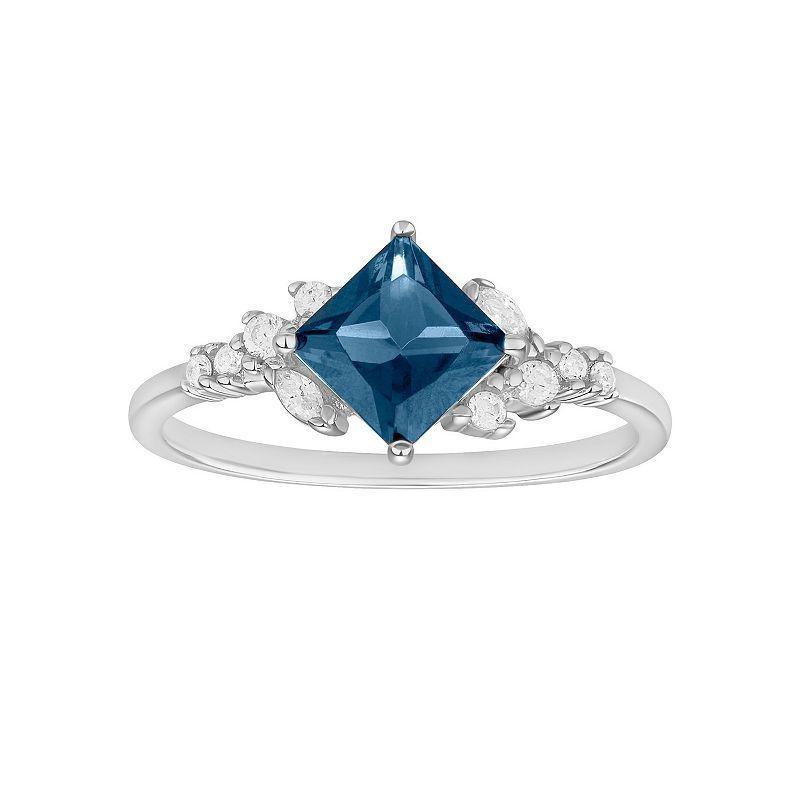 PRIMROSE Sterling Silver Blue Nano & Cubic Zirconia Cluster Ring, Womens Sterling Blue Product Image