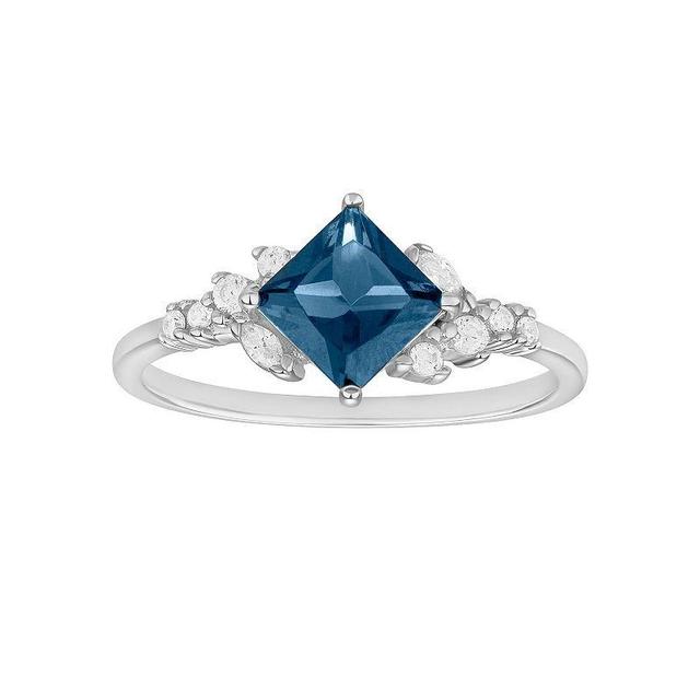 PRIMROSE Sterling Silver Blue Nano & Cubic Zirconia Cluster Ring, Womens Product Image