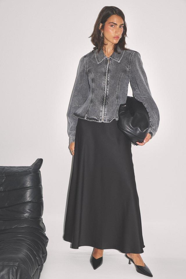 Mid Waist Maxi Satin Skirt Product Image