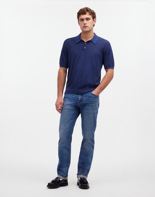 Three-Button Sweater Polo Shirt in Garment Dye Product Image