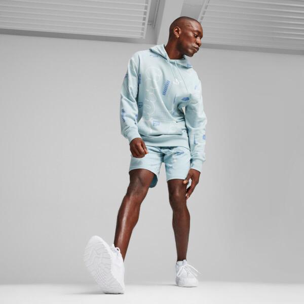 PUMA BRAND LOVE Men's Hoodie in Turquoise Surf/Aop Product Image