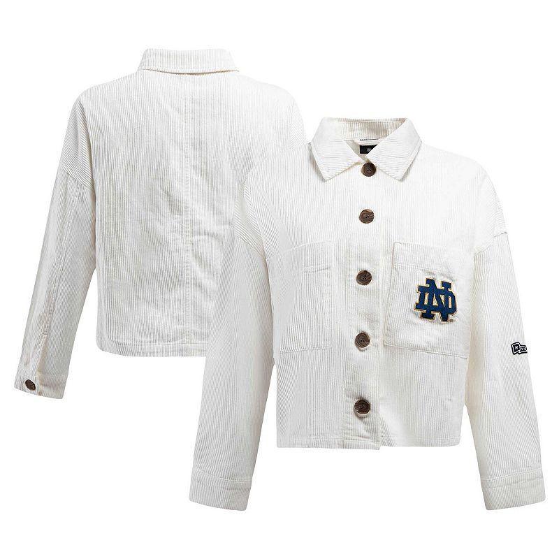 Womens Hype And Vice White Notre Dame Fighting Irish Corduroy Button-Up Jacket Product Image