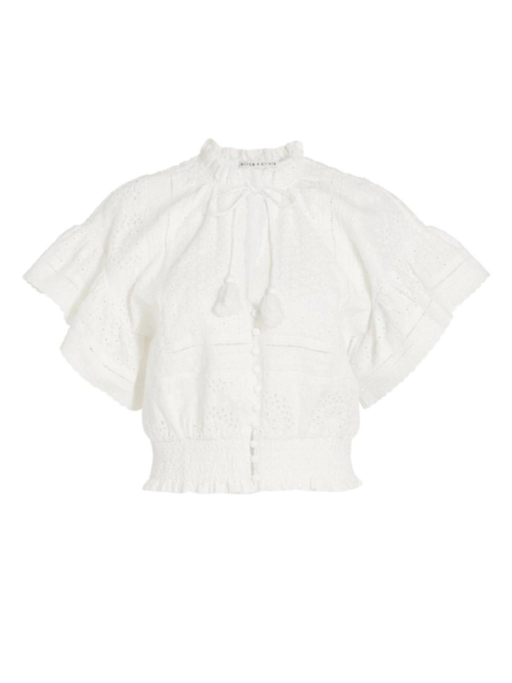 Tabitha Eyelet-embroidered Crop Top In Off White Product Image