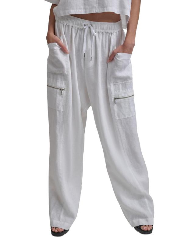 Women's Pull-On Mid-Rise Linen Cargo Pants  Product Image