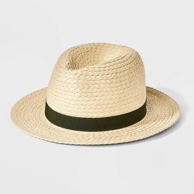 Mens Paper Flat Brim Fedora with Band - Goodfellow & Co Cream L/XL Product Image