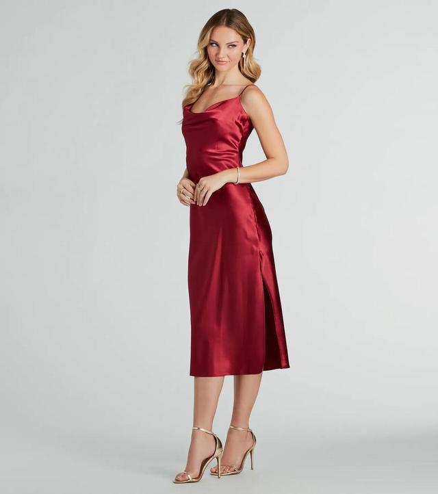 All The Elegance Satin Slip Midi Dress Product Image