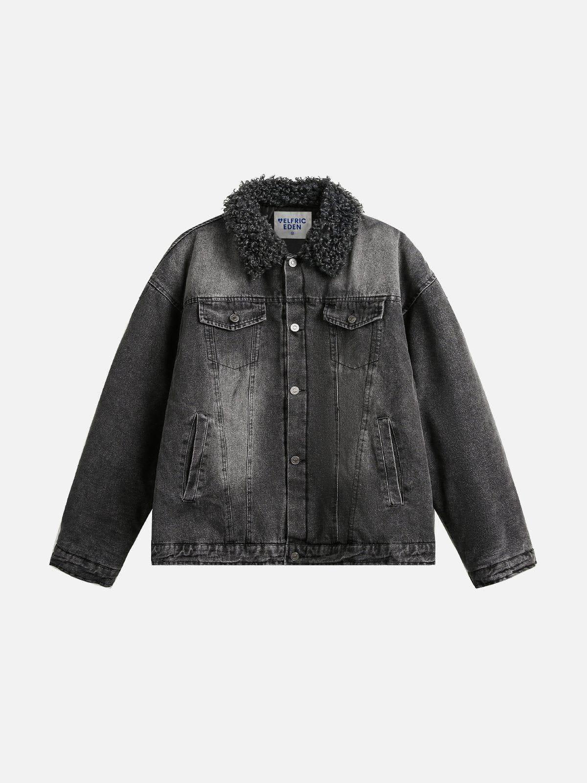 Aelfric Eden Sherpa Collar Washed Denim Coat Product Image