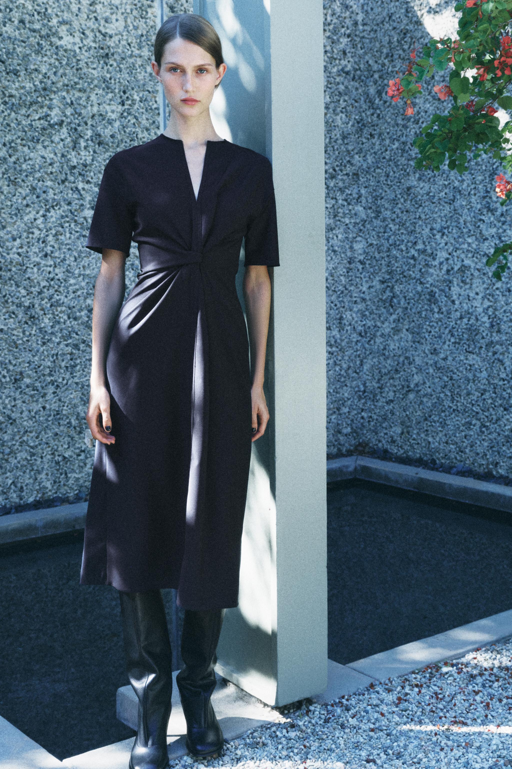 WOOL BLEND DRAPED DRESS ZW COLLECTION Product Image