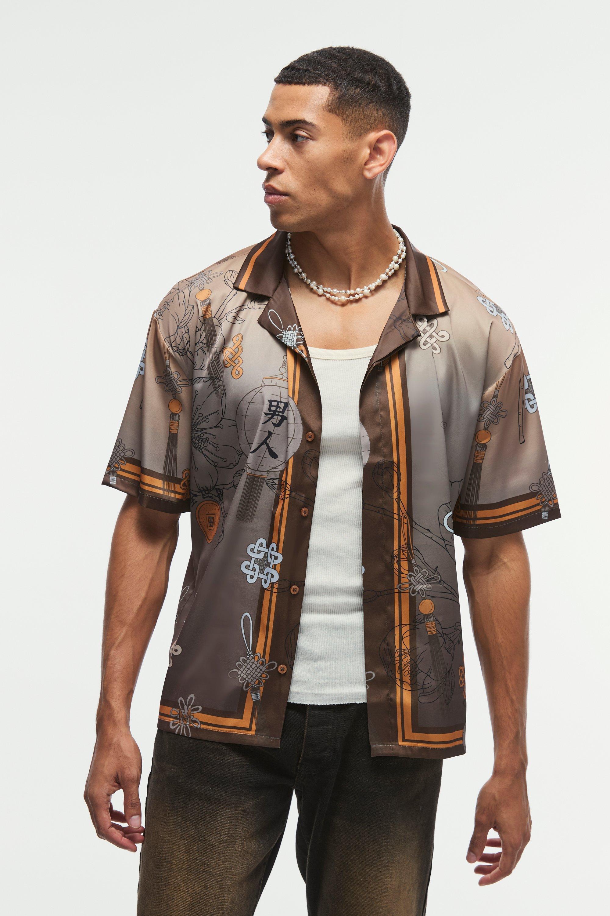 Oversized Satin Floral Shirt | boohooMAN USA Product Image