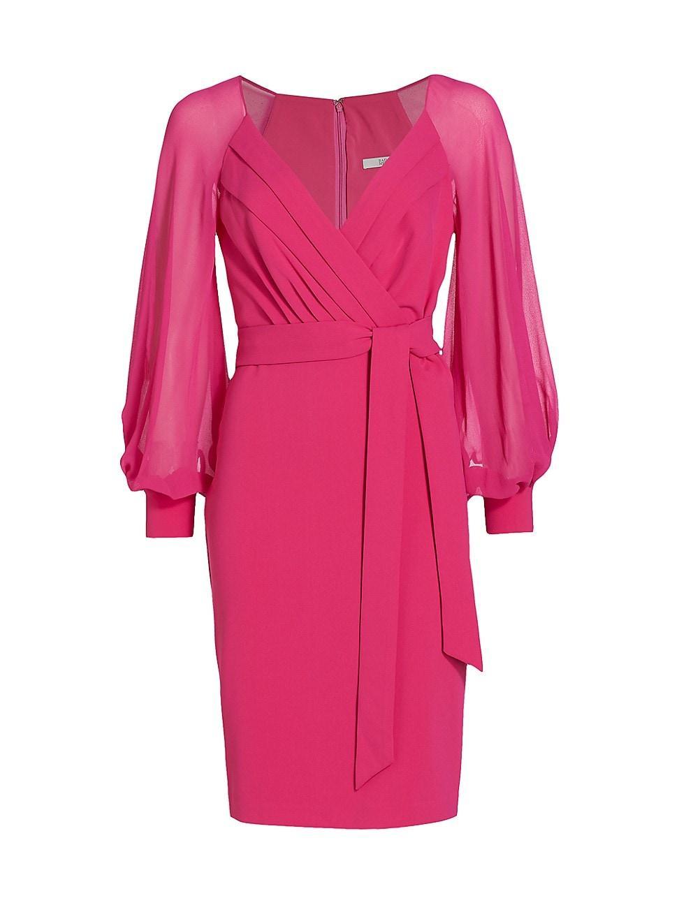 Womens Bishop-Sleeve Belted Cocktail Dress Product Image