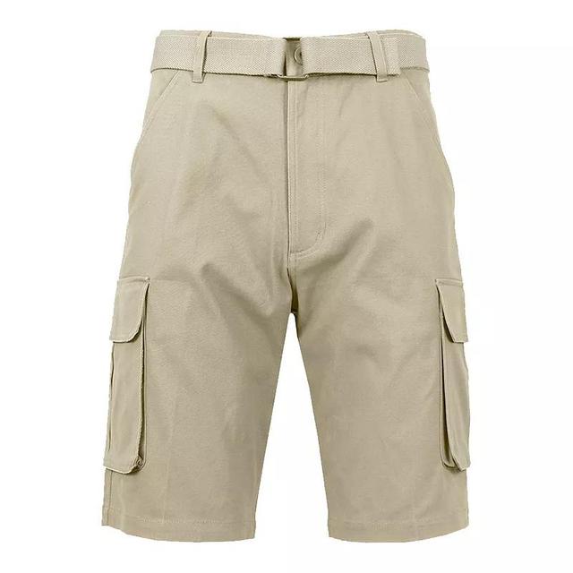 Mens Blu Rock Slim Fit Stretch Cargo Shorts With Belt Green Product Image