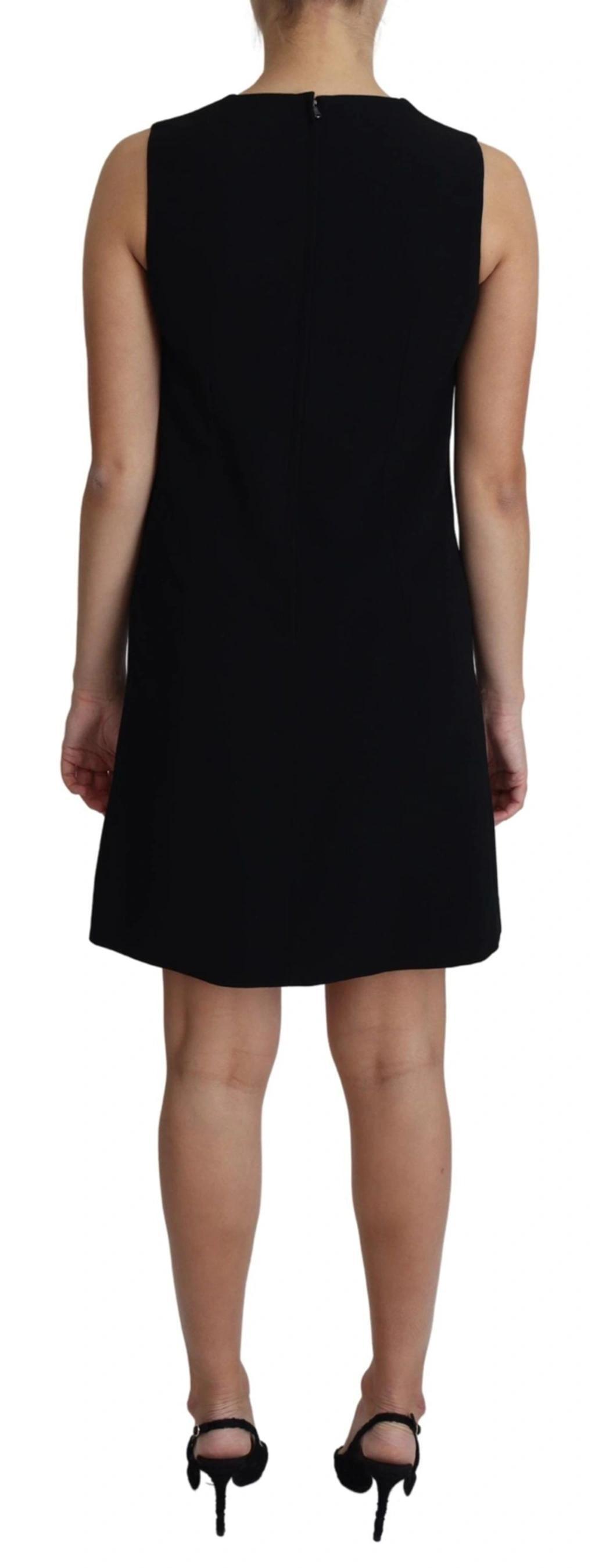 DOLCE & GABBANA Black Viscose Stretch A-line Shift Mini Dress Product Image