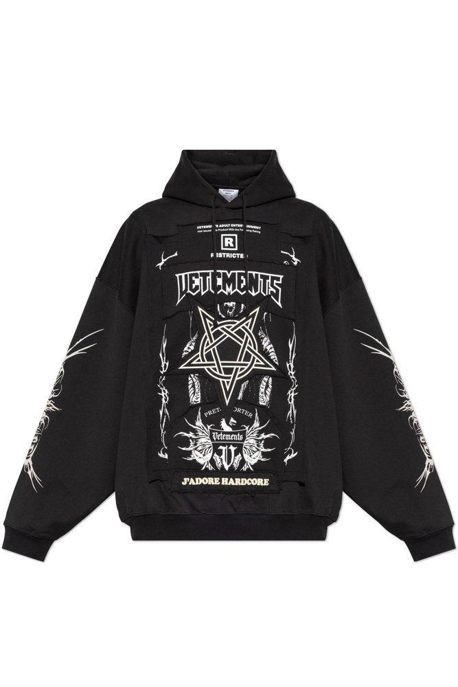 Logo Patch Drawstring Hoodie In Black Product Image