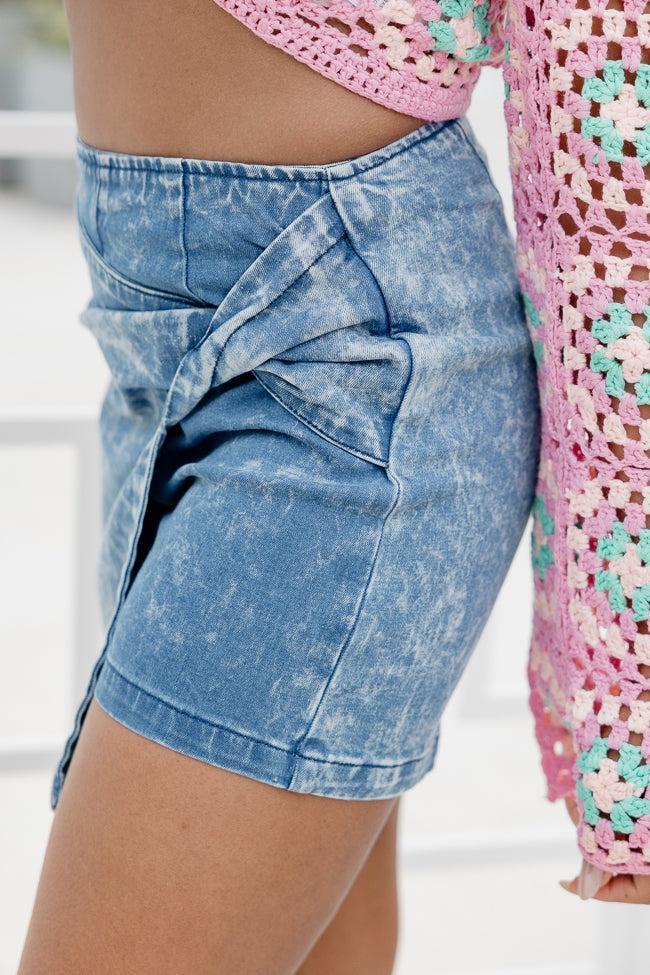 With A Twist Medium Acid Wash Denim Skort Product Image